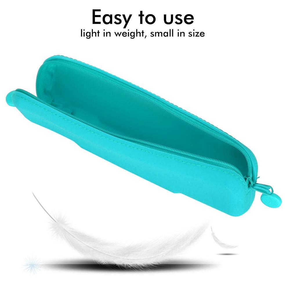 Mini Travel Pencil Zipper Pouch Silicone Stationery Bag Pen Storage Case Daily Office Supply Sort