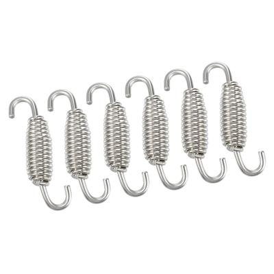 ABSOPRO Motorrad Auspufffeder 55mm 2.17" Universeller Schalldämpferrohr Federhaken Edelstahl Silberfarben