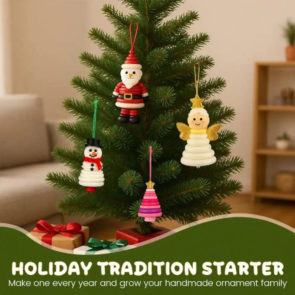 DIY Christmas Button Ornament Making Set Christmas Snowman/Santa/Angel Handmade DIY Button Snowman Ornament