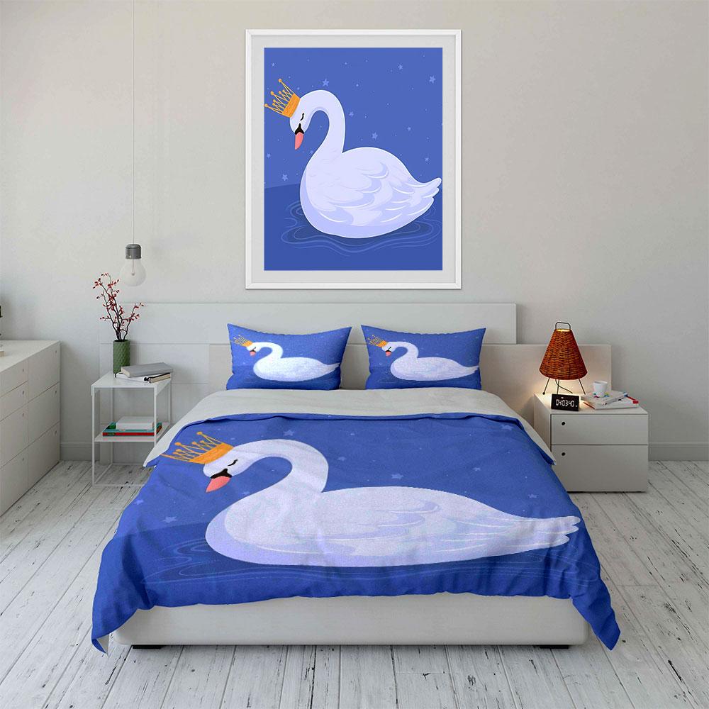 Elegant Swan Bedroom Decor Set Multiple Sizes Kid'S And Adults' Bedroom Exquisite 3Pc Bedding Set, Gift