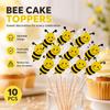 Cupcake Toppers 10 Pcs Bee Design Yellow Black Picks for Cakes, Desserts, Fruit Platters and Celebration Party Decoration