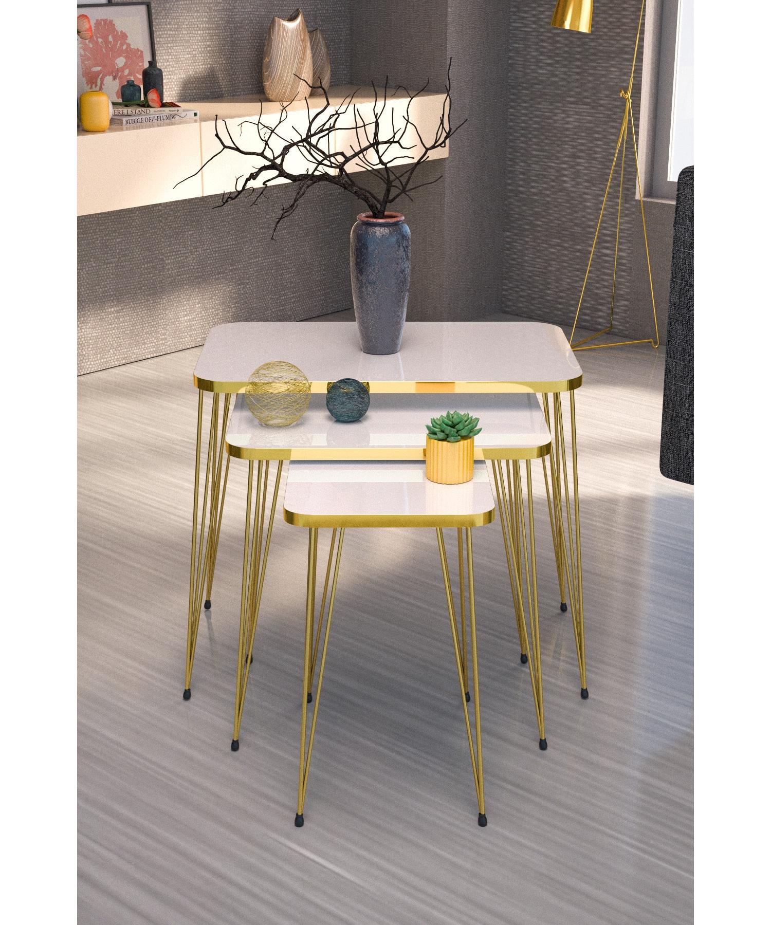 

Вложенный стол Kr Gold White Wire