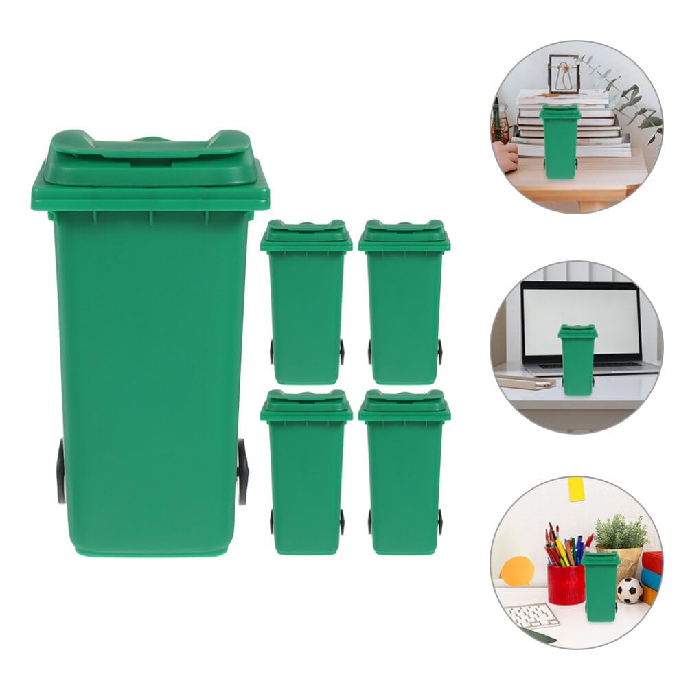 EXCEART 5pcs Mini Curbside Garbage Cans Desk Trash Can Trash Bins Pen Holder Desk Organizer Garbage Bin Recycle Can Mini Waste Basket with Lid Small