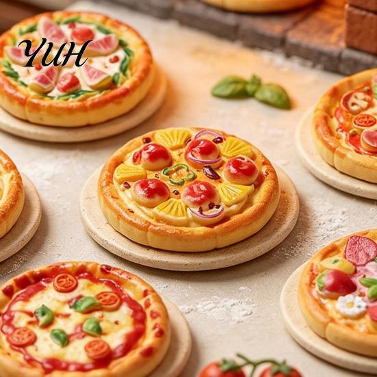 Handmade Jewelry Making Components 2Pcs Mini Resin Pizza Ornaments, Realistic Miniatures, Tiny Small Knick Knacks Food Ornaments for DIY Craft