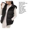 Women Winter Cotton Coat Hooded Neck Protection Thickened Padded Detachable Hood Short Type Windproof Zipper Pocket Zip-up Waistcoat