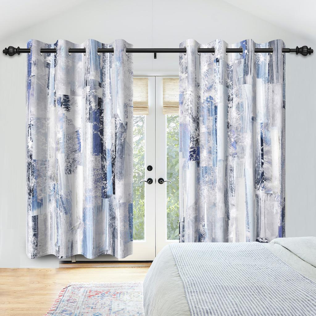 2pcs/set Retro Rural Sawdust Window Curtain Gradient Ink Wash Home Bedroom Living Room Decor Blackout Polyester Fabric Curtains
