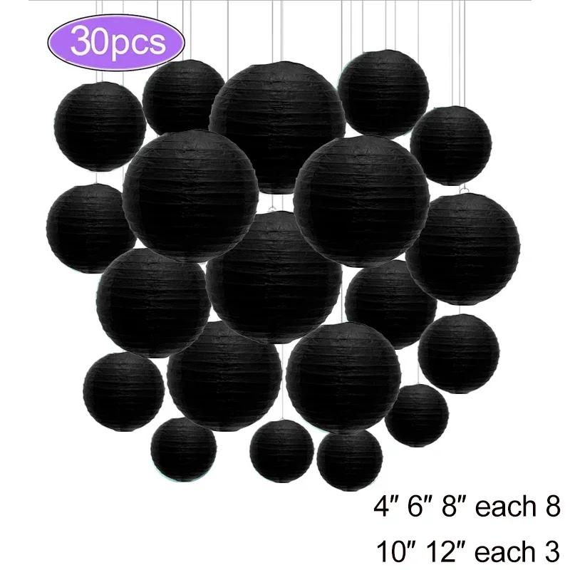 30Pcs Round Paper Lantern Wedding Decor Flowers Ball Lampion DIY Hanging Pompom Crafts Home Christmas Birthday Party Supplies