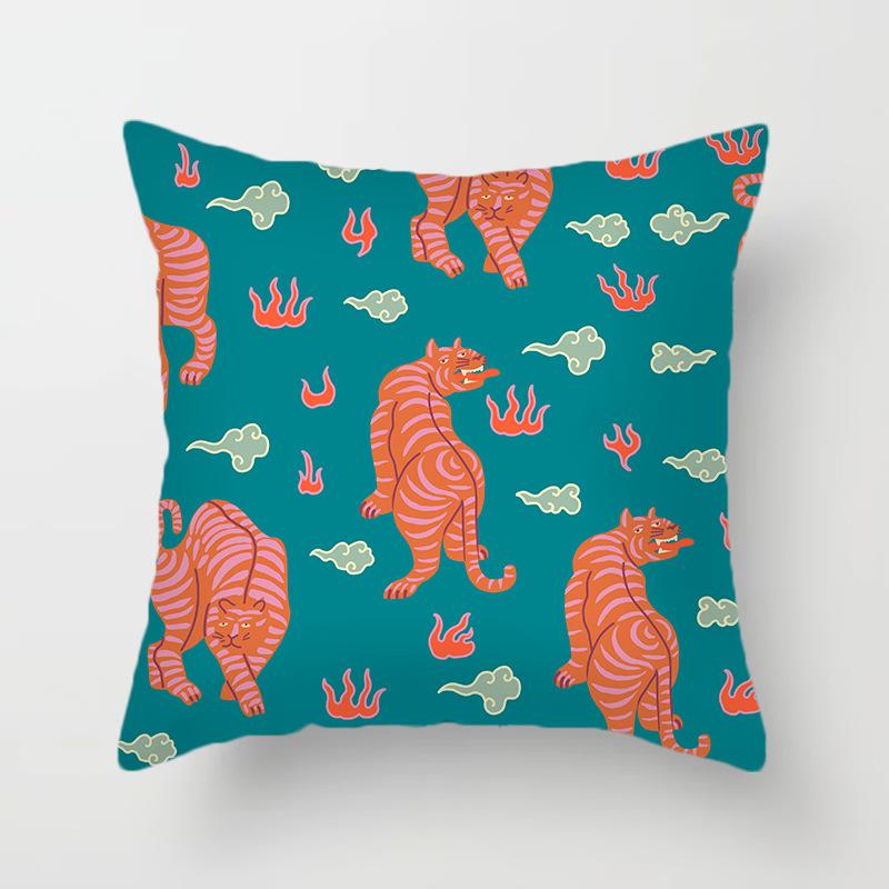 New Jungle Tigers Cushion Covers Modern Nordic Simple Pillowcase Hand Painted Cartoon Tigers Sofa Couch Throw Pillows Decor Home