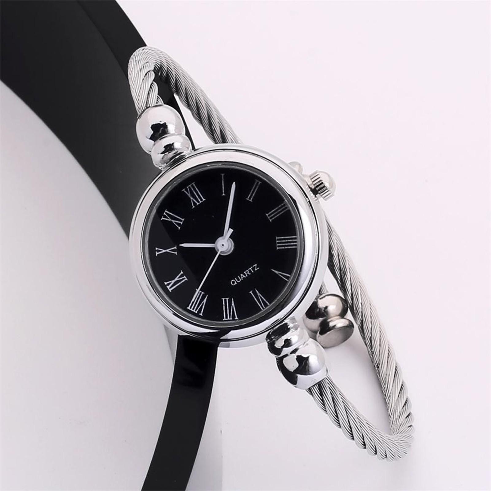 

Minimalist Open Cuff Bracelet Watch Stainless Steel Band Quartz Movement Roman Numeral Dial Women s Wristwatch One Size