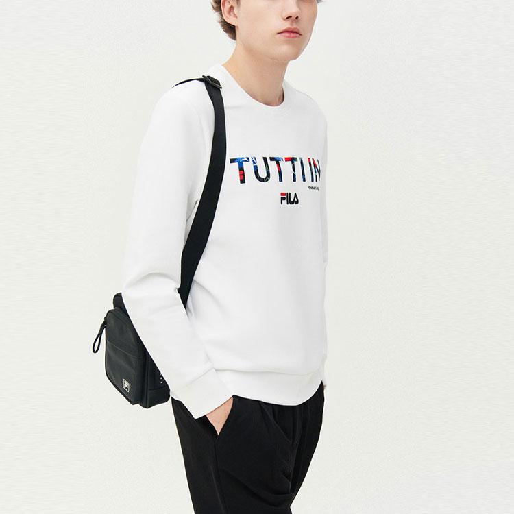 Fila Casual Sports Crew Neck Logo Printed Sweatshirt Men Sweatshirt White F51M118209F-WT