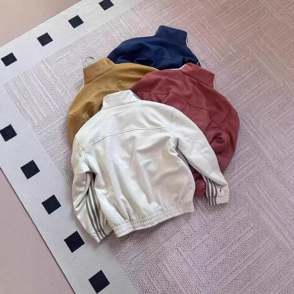 Spring Men's and Women's Embroidery Three-bar Buckle Suede Stand-up Collar Top Men's and Women's Same Loose Jacket