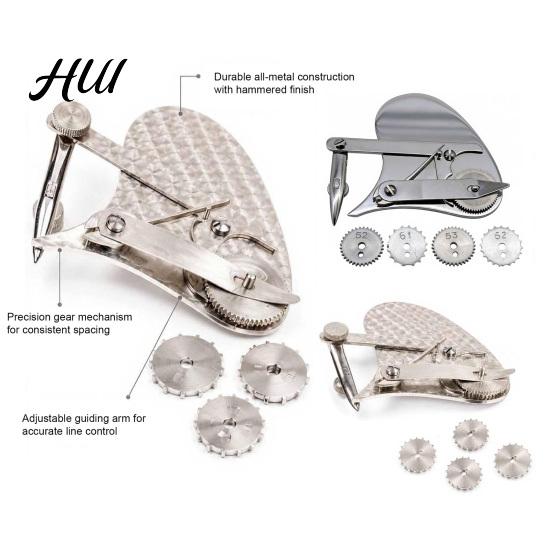 Rutschfester Griffstift Vintage Präzisions-Punktier-Set, Austauschbares Rollrad für Sammlerqualität Punkt-Strich-Linien, Doppelfunktions-Kratzer-Zeichenwerkzeug,