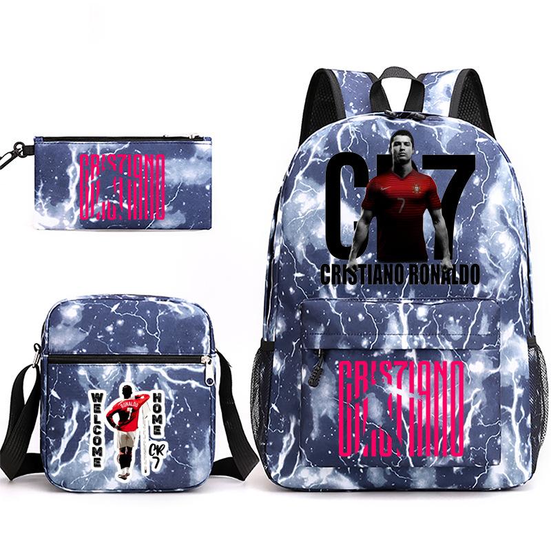 2023C Luo Surrounding Character Printed Backpack Three-piece Student School Bag + Shoulder Bag + Pencil Case Set