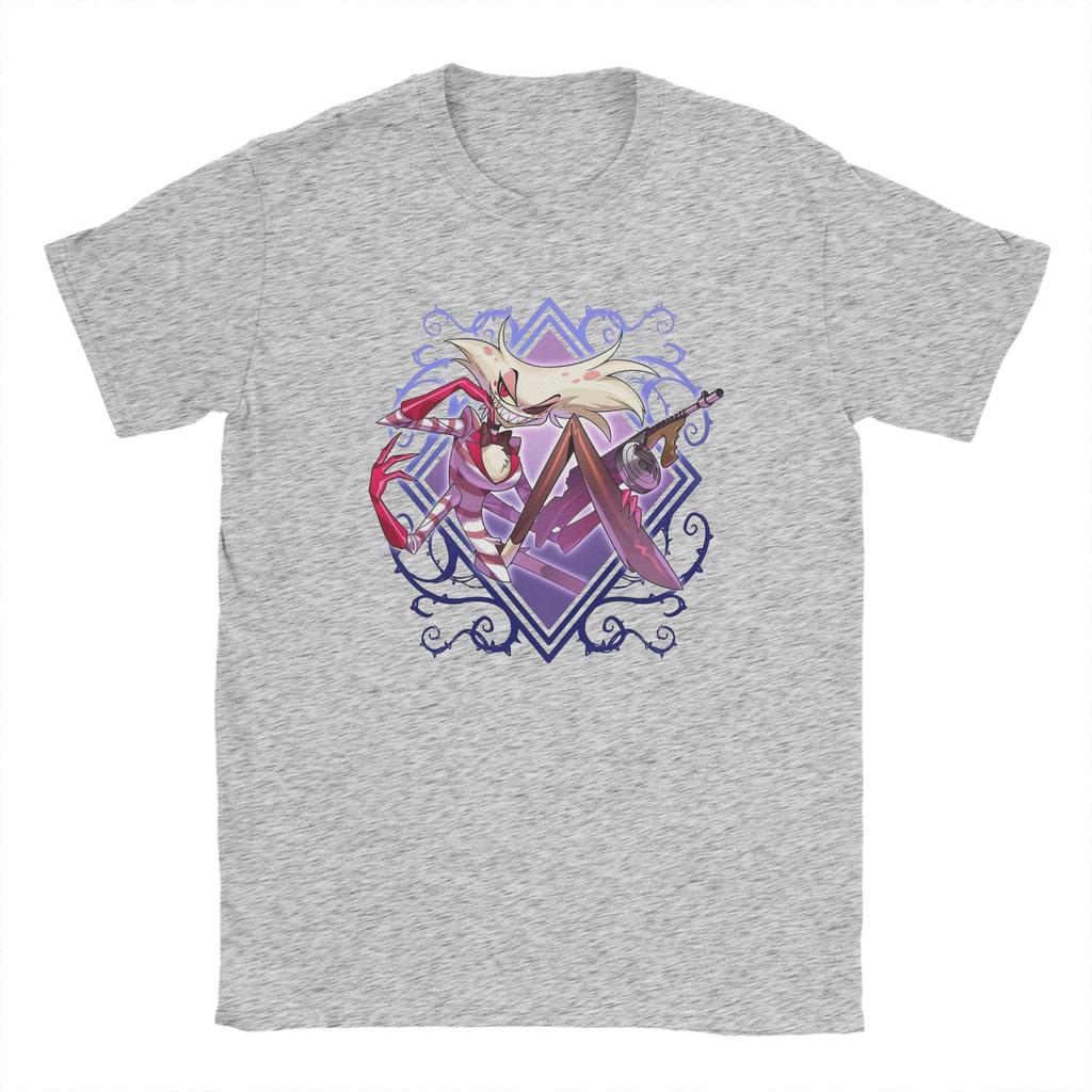 Hazbins Hotels Angel Dusts Herren T-Shirt Vintage T-Shirt Kurzarm Rundhals T-Shirts Baumwolle Geschenkidee Kleidung