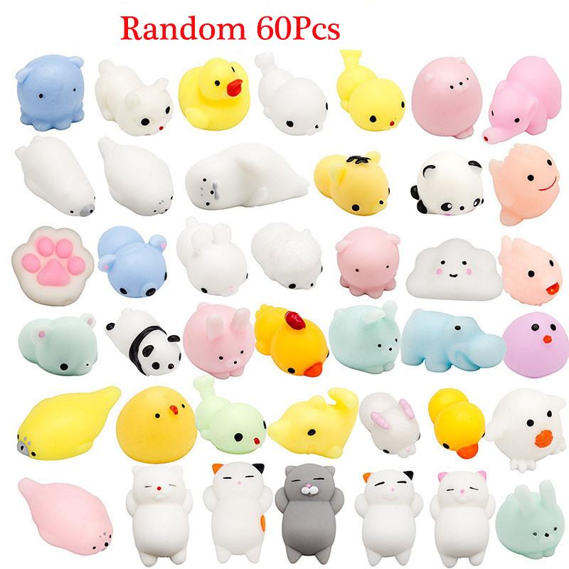 

60 шт. антистрессовый мяч-игрушка, мягкие игрушки в виде животных Kawaii для детей, сувениры на вечеринку, игрушки для снятия стресса для мальчиков и девочек, подарки на день рождения разноцветный