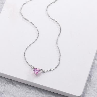 Frauen Halskette Elegante Temperament Hypoallergen Geschenk Schmuck Shiny Faux Kristall Herz Anhänger Damen