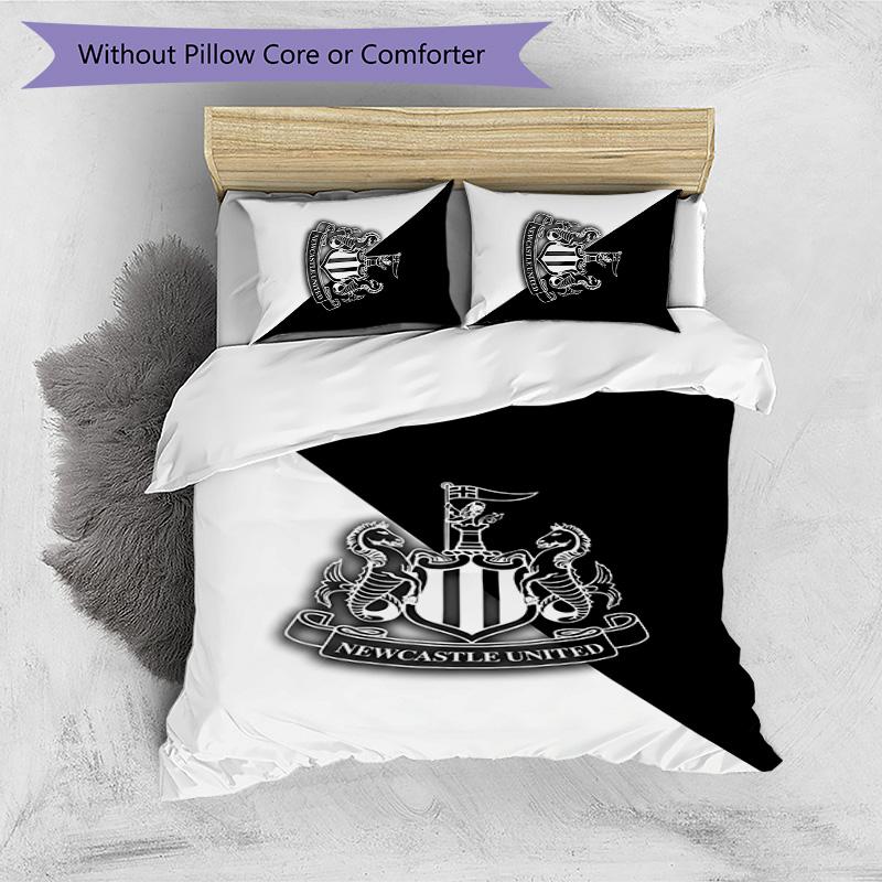 Newcastle United Football Printed 3 Pieces Bedding Set, Comfortable Skin Friendly Bedroom Duvet Cover Set