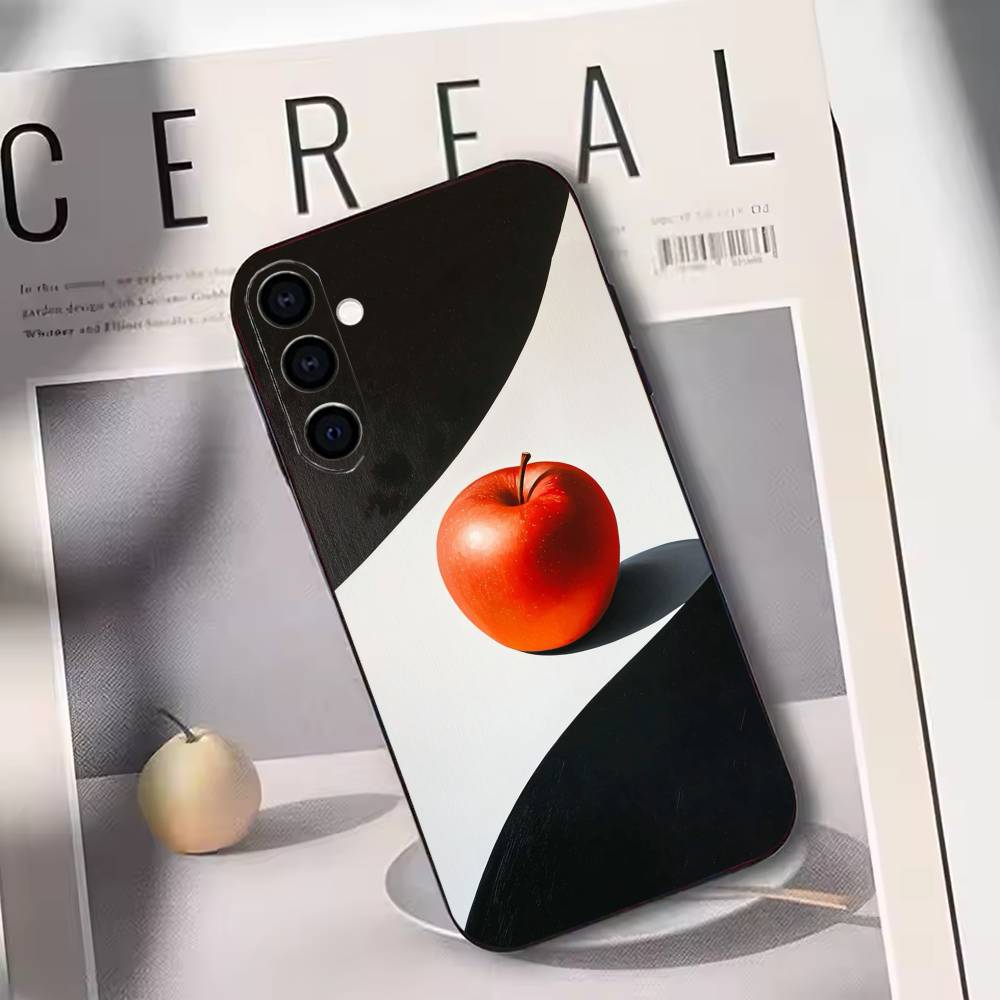 

Creative Fruit Vegetable Art Phone Case Black Silicone Soft For Samsung Galaxy A73,A72,A71,A70,A53,A52,A51 Samsung a30 a20