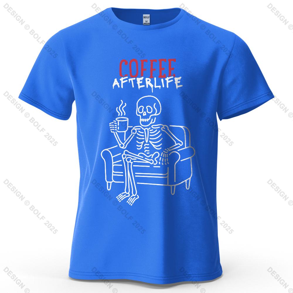 Coffee Afterlife Humorous Printed Men's T-Shirt 100% Cotton Oversized Relaxed Graphic Tees for Women Tops Tees Casual Streetwear