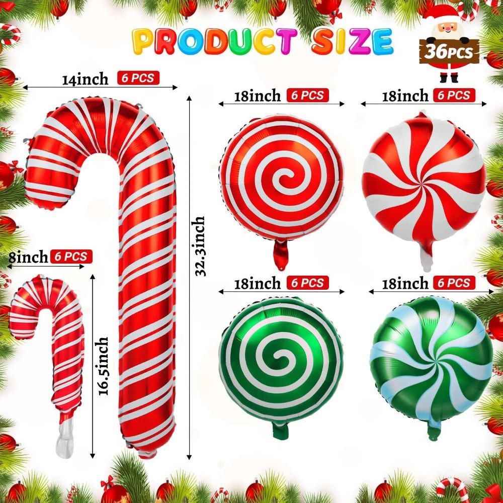 Aluminum Foil Christmas Candy Balloons Kit Large Home Decor Sweet Candy Themed Balloons Set Red/Green Lovely