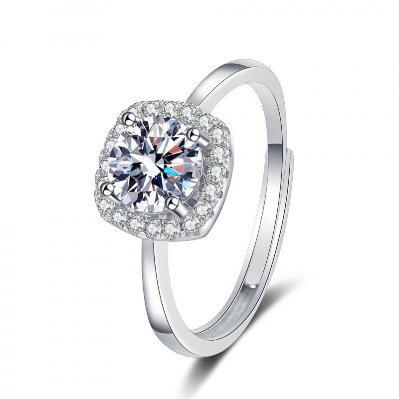 One Carat Six-Prong Moissanite Ring for Women - Internet Celebrity Style Live Broadcast Simulation