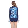 Split Swimsuit Long-sleeved Printed Zipper Boxers Drawstring Lace-up Surf Suit