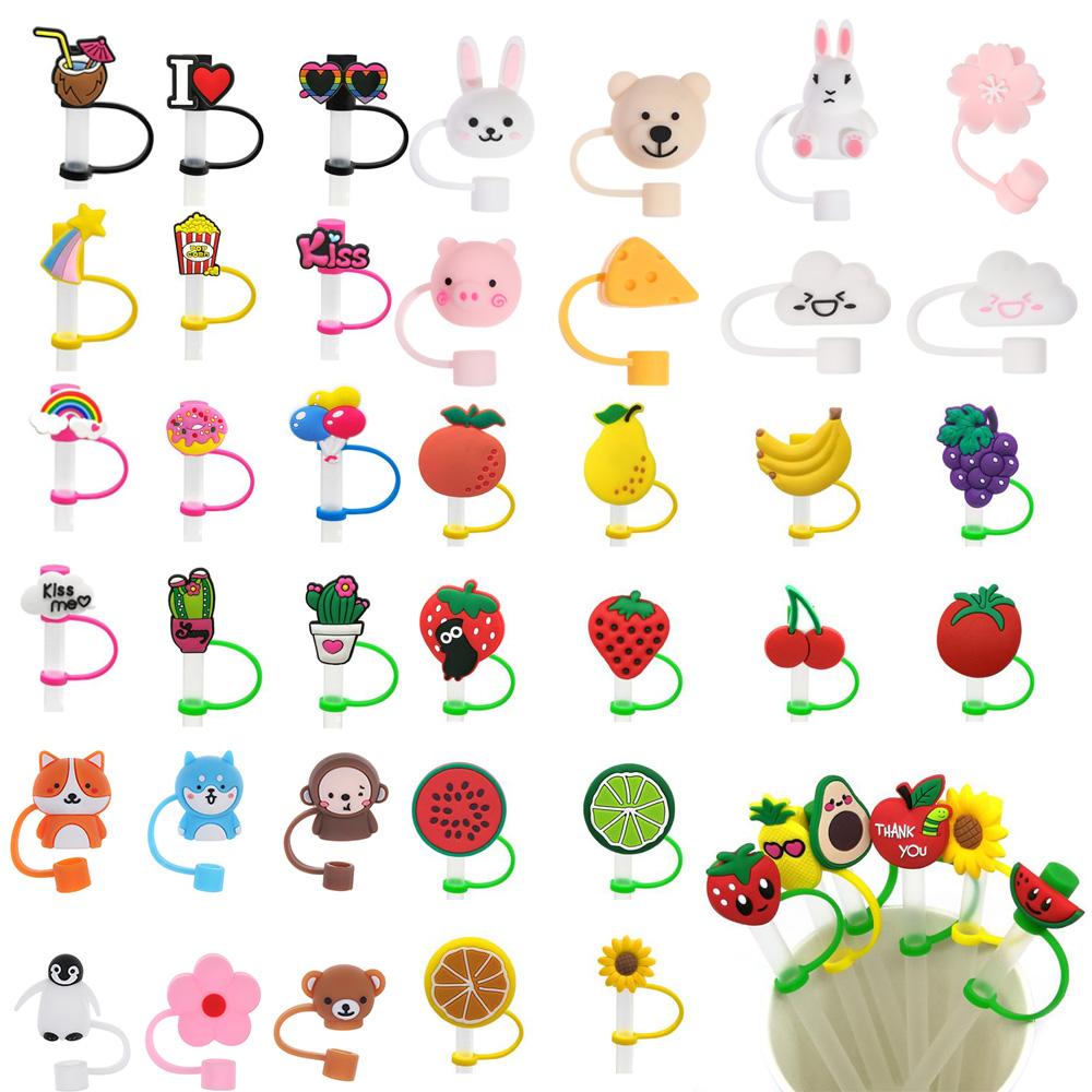 1PC Creative Reusable Silicone Straw Plug Splash Proof Drinking Dust Cap Dust-proof Straw Tips Cover Cup Accessory Kitchen Tool