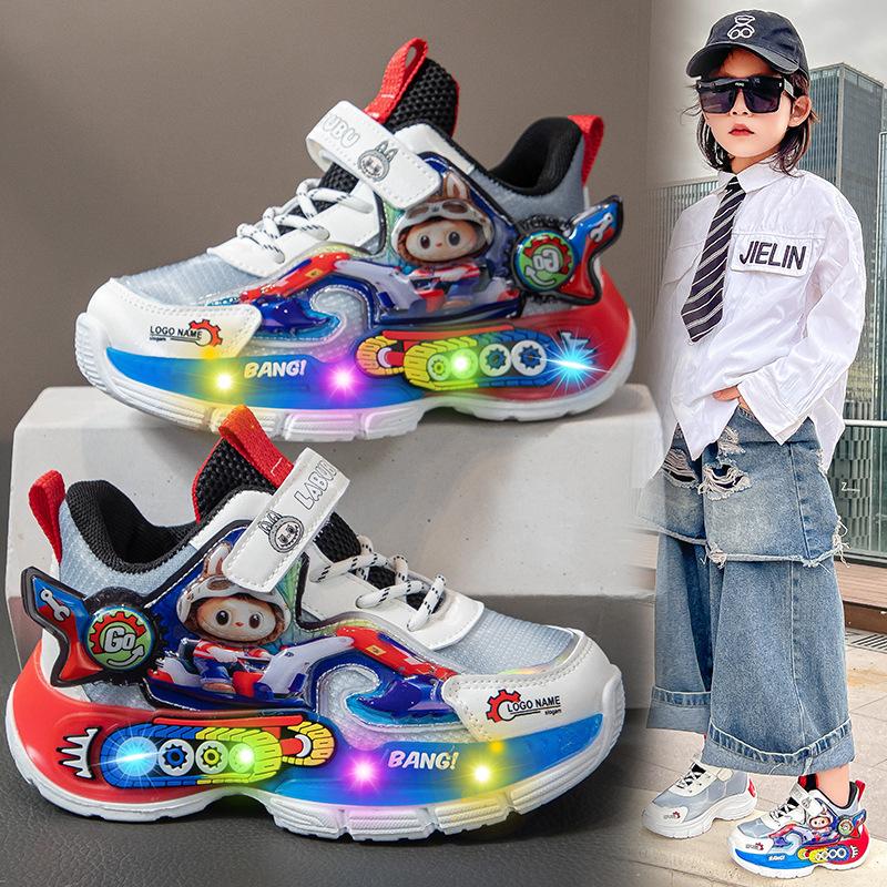 Boys shoes 2025 spring and autumn children's sports shoes medium and old children's cartoon dad shoes breathable mesh versatile running shoes