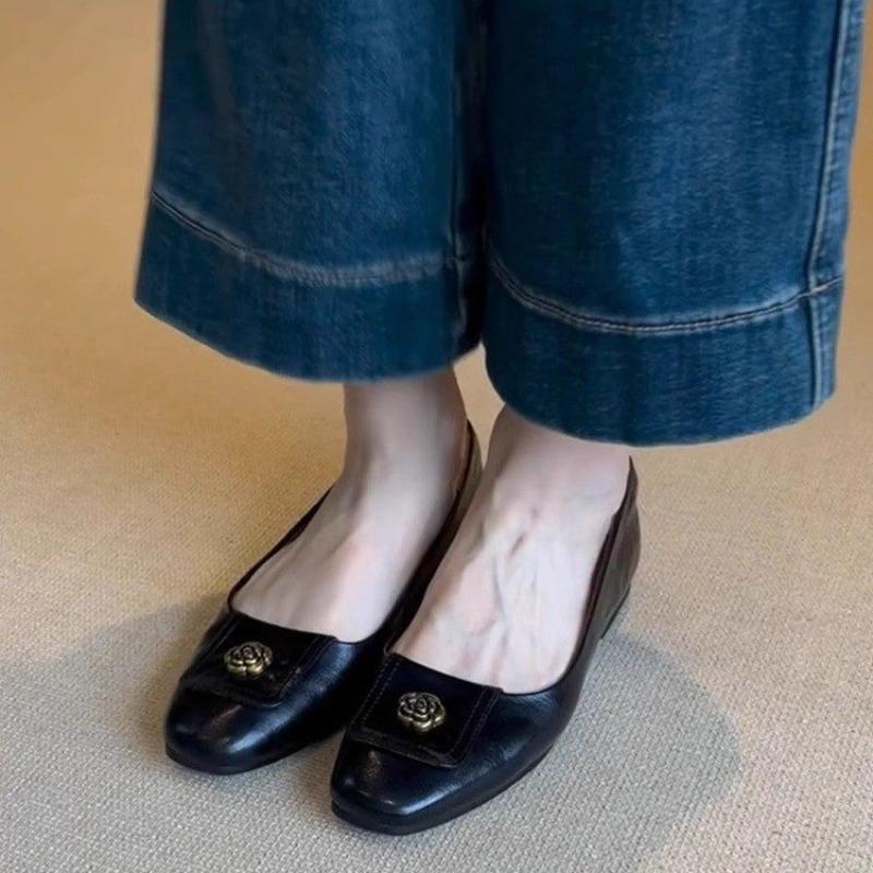 2026 New Classic Sexy Toe Low Heel Women’s Pumps Spring Brand Design Dress Wedding Shoes for Women French Metal Decoration