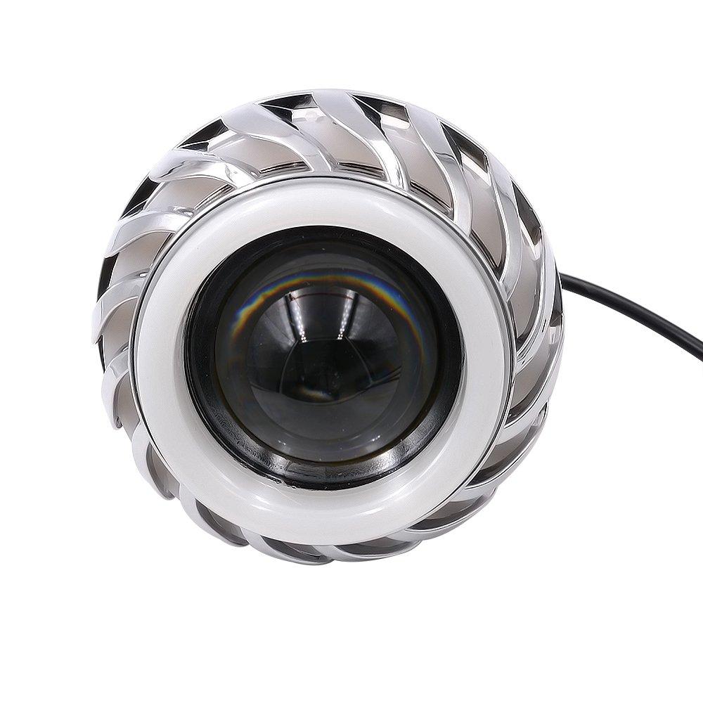 Reikoeppy Bi-Headlight Projector Lens Light with LED Angel Evil Eye Headlight 30W 1200 2H Double Amberment(Pink and Blue)