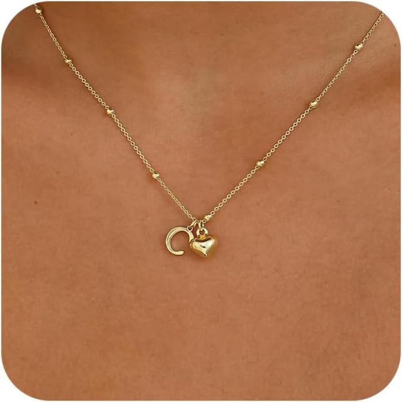 Fashion Luxurious Style 26 Letter Heart Necklace - Gold Plated - Simple and Versatile Women's Necklace