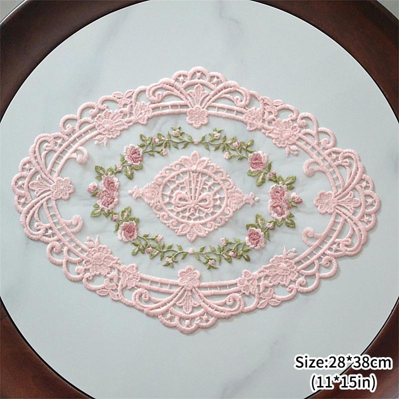 Ins Lace Table Cloth Decoration Tablecloth Embroidery Cup Pad Coaster Aesthetic Lace Cloth Tabletop Decoration Home Decor