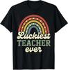 Retro Luckiest Teacher Ever St Patricks Day Rainbow Unisex T-Shirt