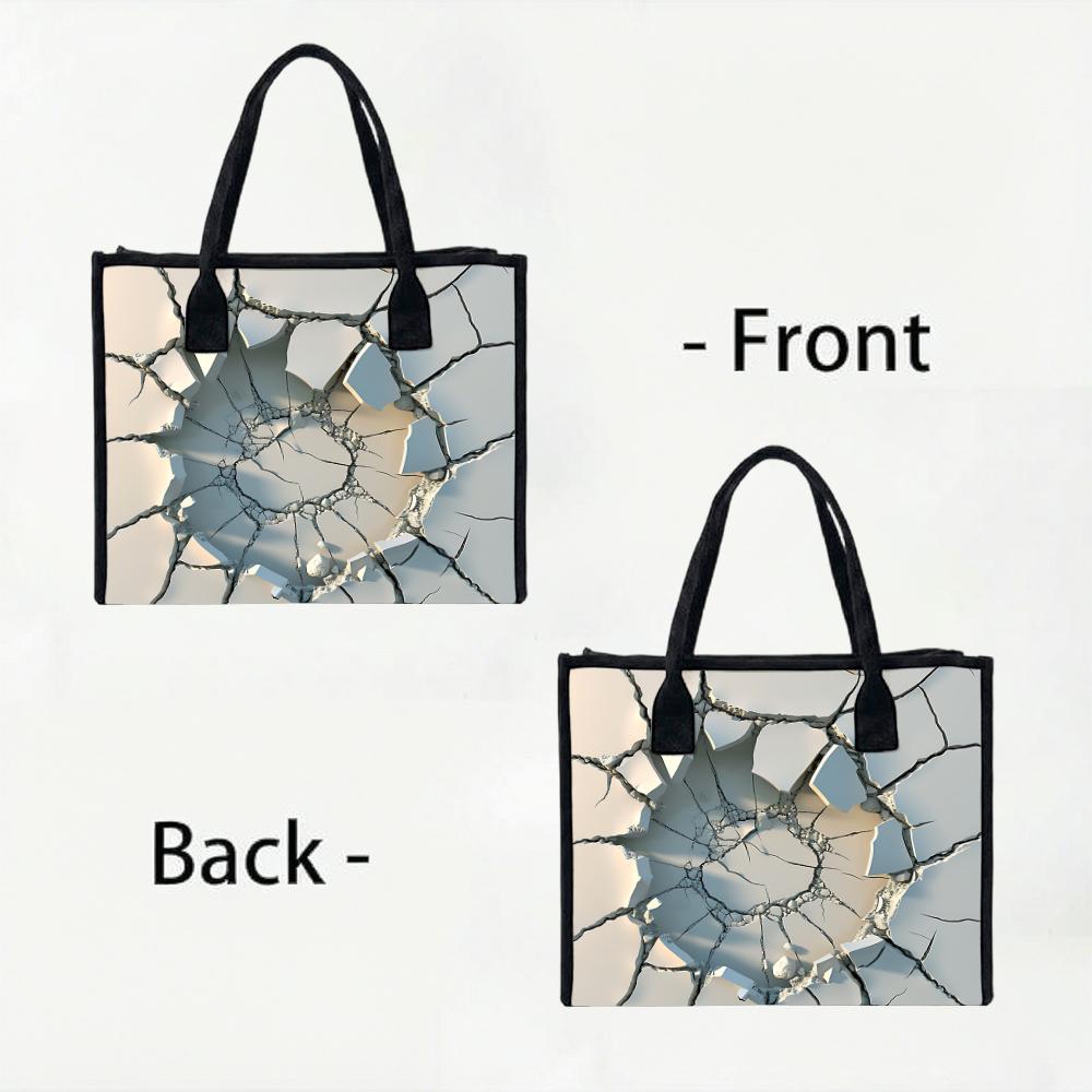 Cracked Print Large Capacity Tote Bag Casual Daily Use Handbag for Shopping Travel