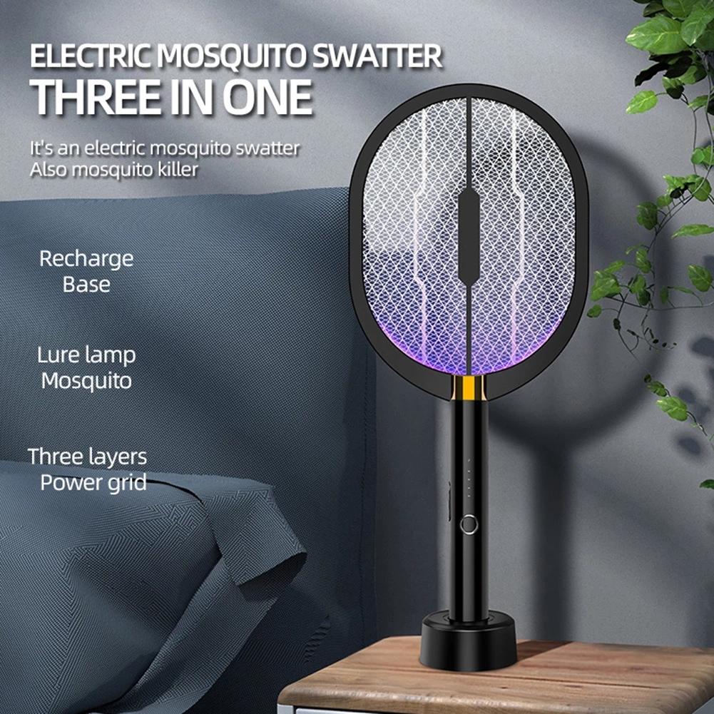 

XQN-898 3 in 1 Electric Mosquito Swatter Killer LED Light USB Rechargeable Mosquito Insect Racket Trap Fly Bug Zapper Type A