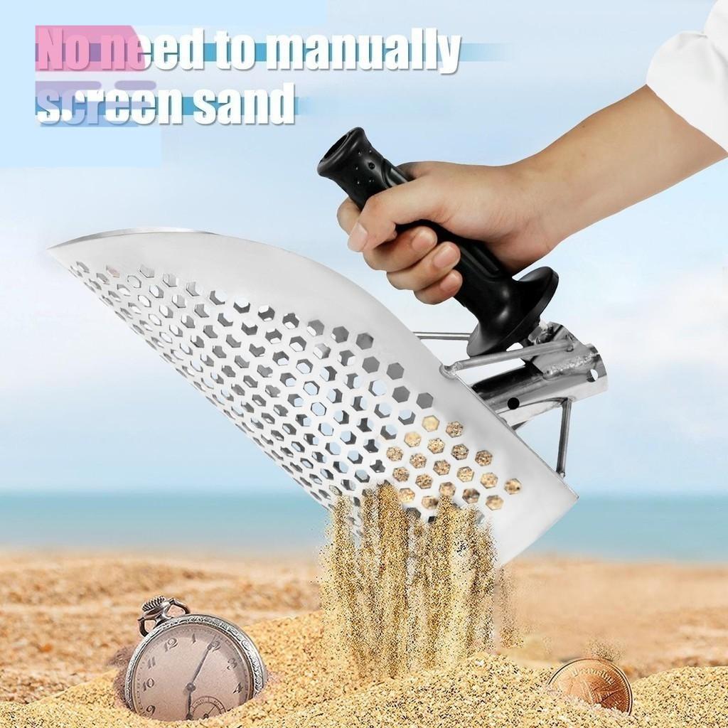 304 Beach Fast Sifting Metal Detector Scoop Stainless Steel Beach Sand Scoop Portable Treasure Hunting Scoop Metal Detecting Tool