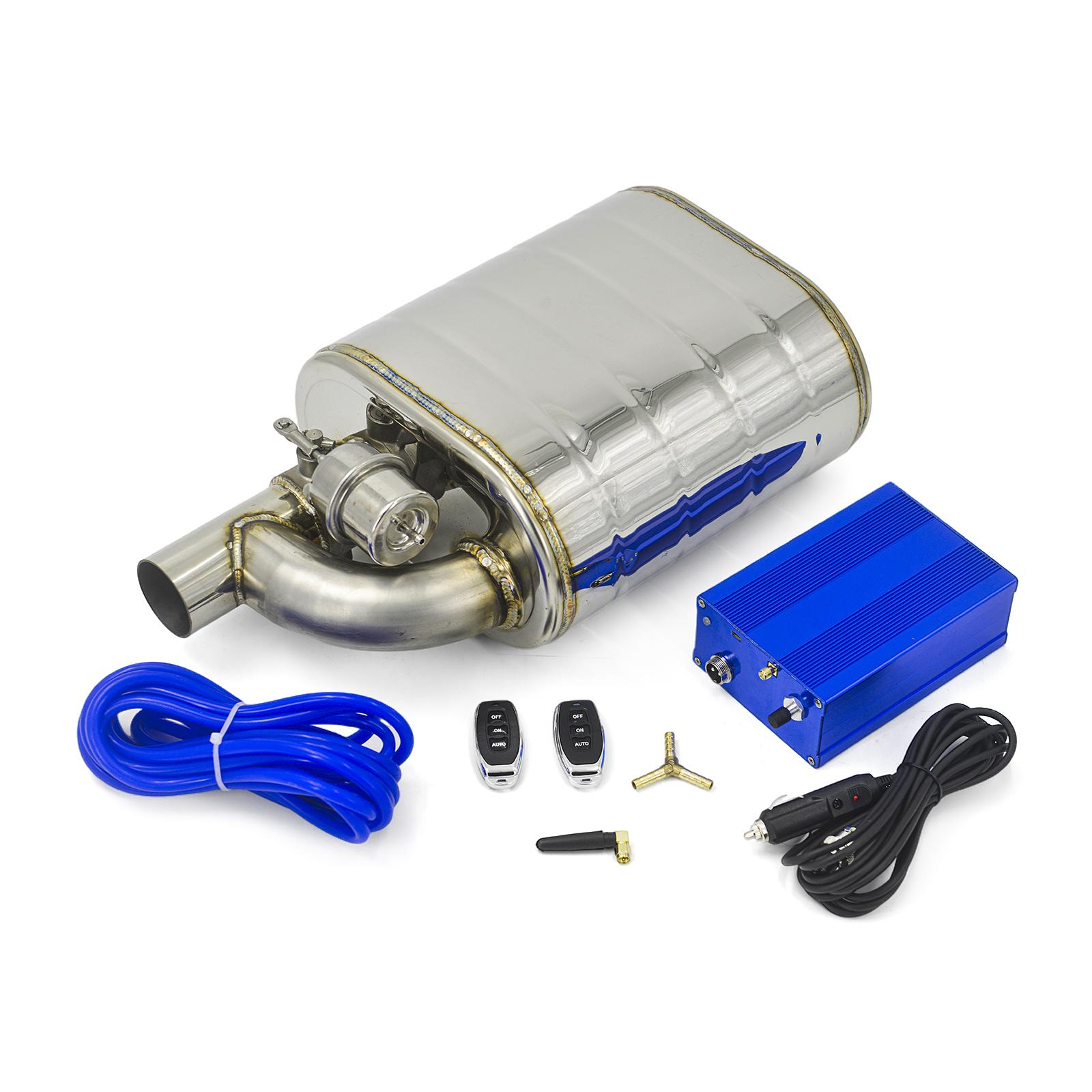 Универсальный глушитель выхлопных газов 2/2,25/2,5/2,75/3 дюйма с клапаном сброса, нержавеющая сталь, электрический выхлопной клапан, комплект с дистанционным управлением 60MM Right With Pump