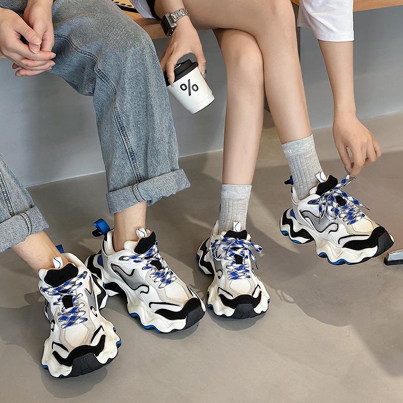 Wavy Platform Sneakers: Women's Spring/Summer 2025 Trendy Mesh Dad Shoes