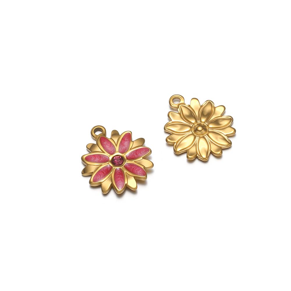 5Pcs Stainless Steel Zircon Sunflower Enamel Charms for DIY Jewelry Findings Girls Necklace Bracelets Pendants Earrings Making