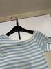 High-Quality Off-Shoulder Striped Knit Short-Sleeve Casual Top - 2026 Summer Collection