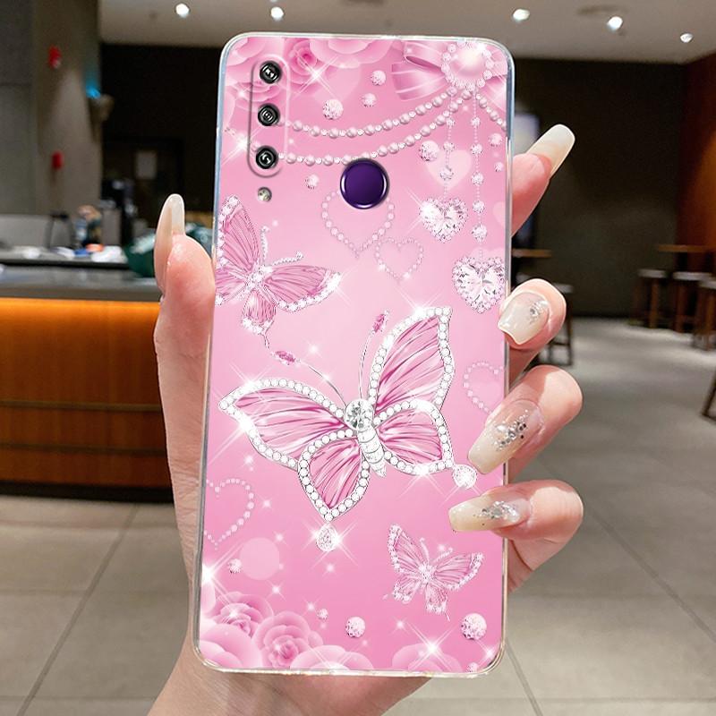 For Huawei Y6p MED-LX9 MED-LX9N Cover Huawei Y6p 2020 Case Luxury Fashion Butterfly Flowers Clear Soft Silicone TPU Phone Case