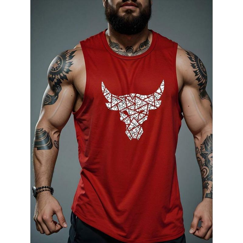 Trendy Bull Graphic Tank Tops For Men Summer Fashion Streetwear 3D Printed Gym Vest Cool Breathable Oversized Sports Tees Tops