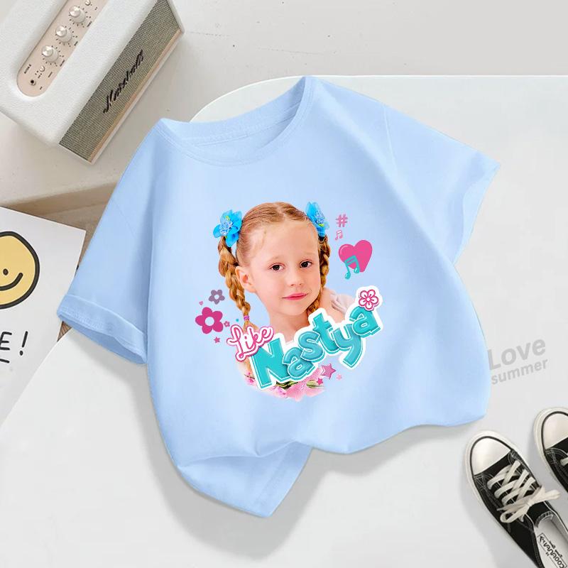 Kids Lovely Like Nastya Show Clothes Kids Funny T-Shirts Baby Girls Cool Summer T Shirt Children Tops Girls Clothes 3-10Y