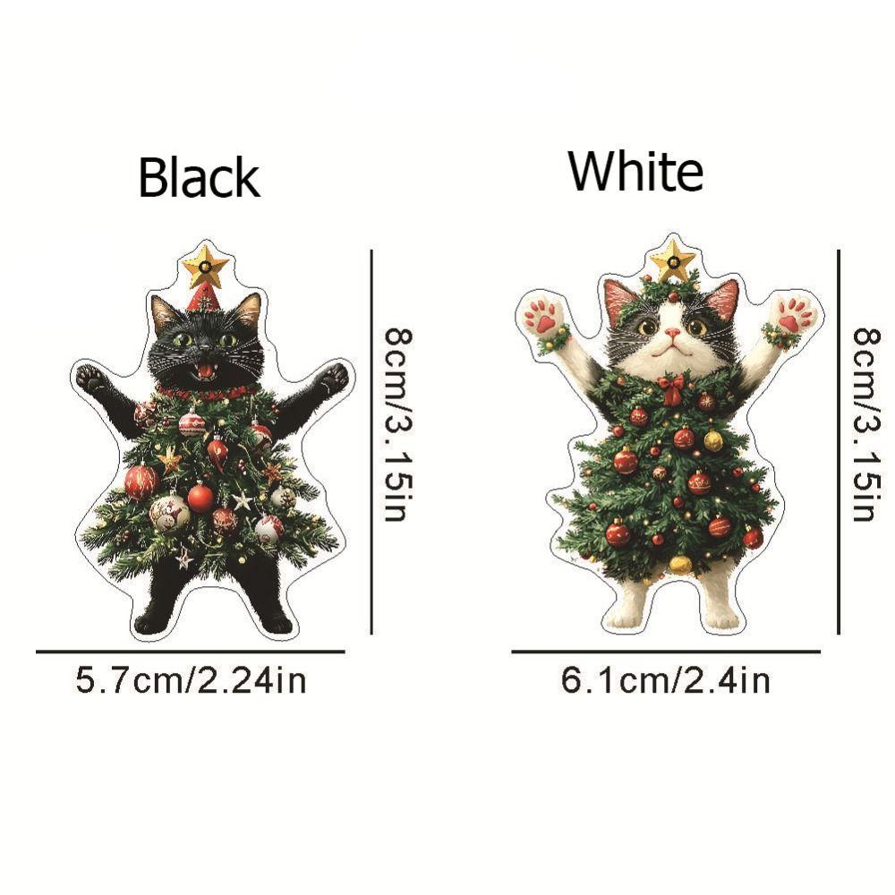 Weihnachts-Katzenanhänger 2D Katze Hängende Ornamente Kreative Weihnachtsbaumornamente Auto-Rückspiegel Rucksack Taschenanhänger Ornament