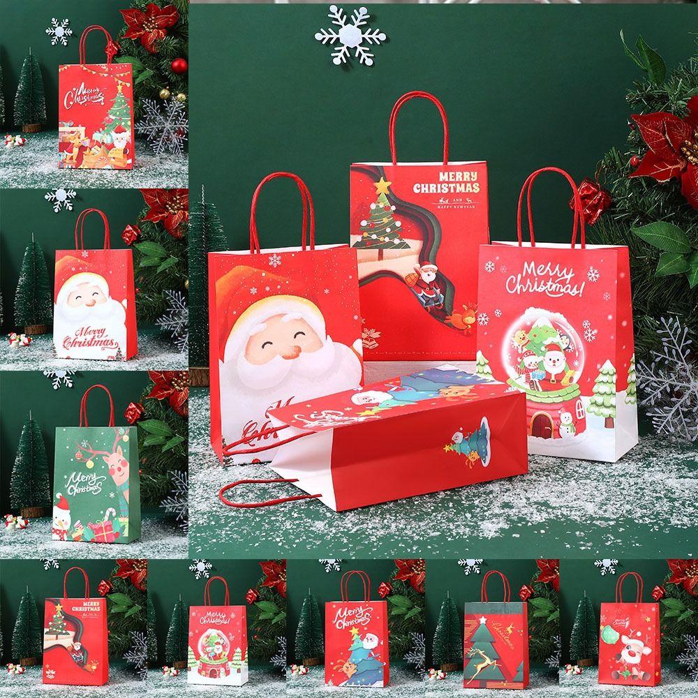 

2pcs Cute Christmas Eve Candy Bag Paper Christmas Packaging Bag Christmas Gift Bag Party