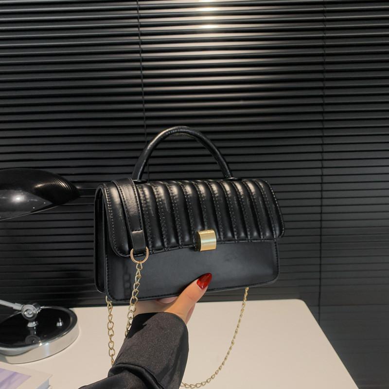 Trendy Striped Pu Leather Shoulder Bag For Women 2024 Cute Square Crossbody