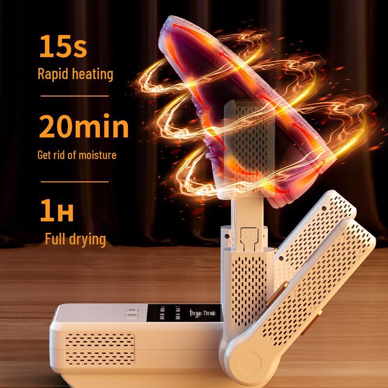 Foldable Shoe Dryer with Smart Timer - Purple Light Sterilization & Deodorization for Quick Drying