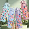 1PC Tropical Palm Flamingo Seamless Print 750ml Color Plastic Sports Water Bottle Leakproof Flip Straw Lid Suitable for Sports Office Home Use