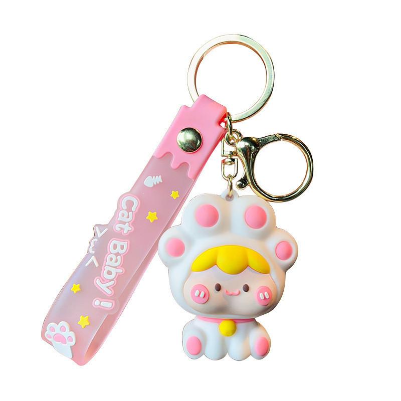 Adorable Cat Paw Keychain Soft Silicone Cute Bag Charm For Women And Kids