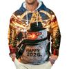 Men's Long Sleeve Hooded Sweatshirt with Christmas Print for Holiday Casual Wear